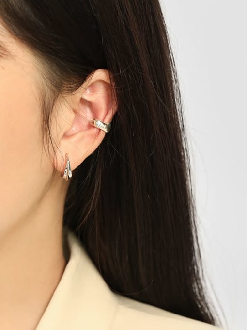 DAKA 925 Sterling Silver Geometric Minimalist Clip Earring [Single] 2